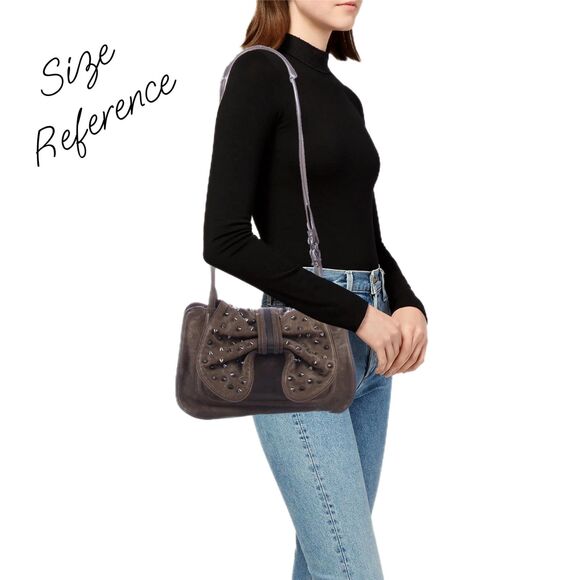 3.1 Phillip Lim - Edie Grey Leather Spike Studded Bow Accent Shoulder Bag EUC - Picture 11 of 11